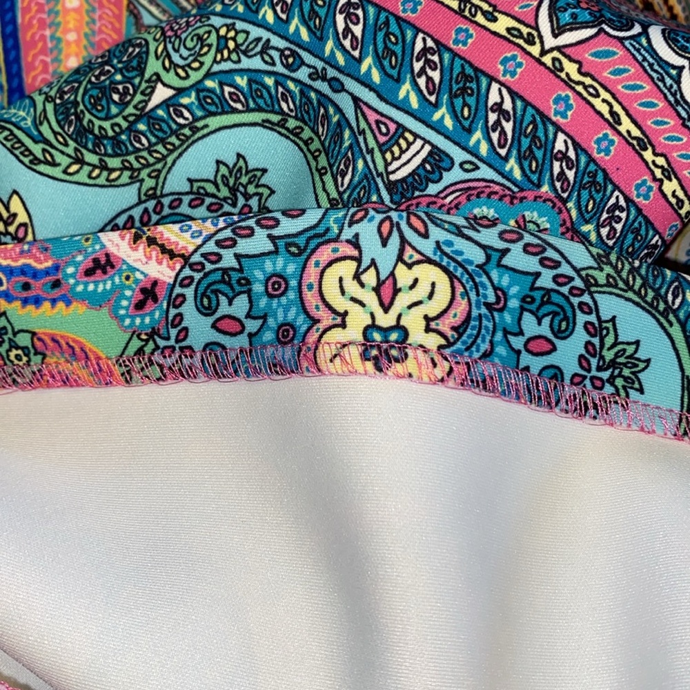 Tommy Hilfiger Blue Pink Paisley Print Scuba Lined Sheath Dress - Picture 9 of 11